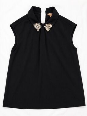 Ted Baker London Rhinestone Embellished Collar Sleeveless Top